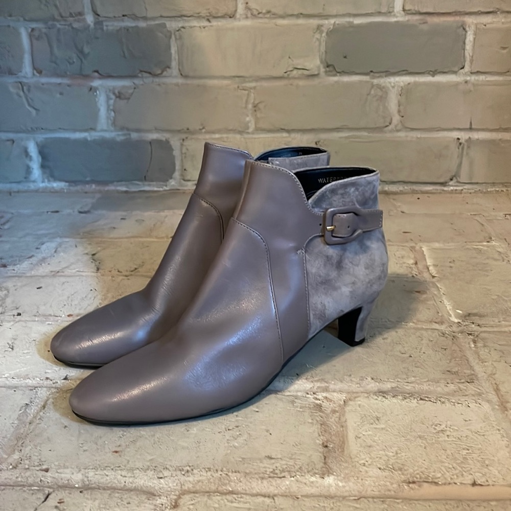 Cole Haan Gray Leather and Suede Bootie - Grand 0S collection Size 7B